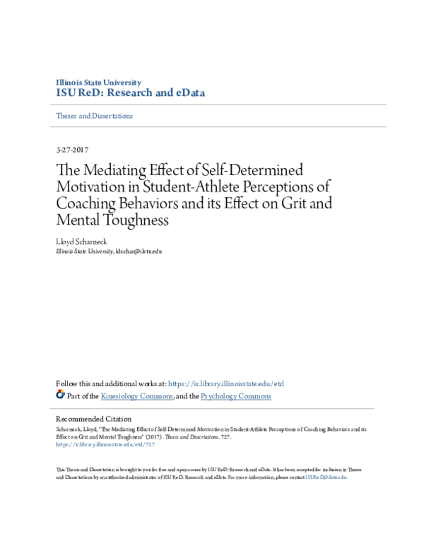 (PDF) The Mediating Effect of Self-Determined Motivation in Student ...