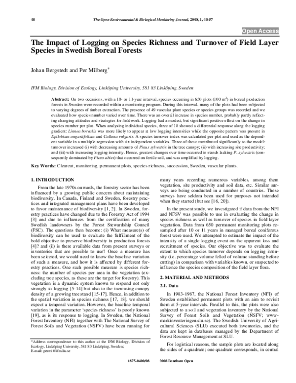 (PDF) Open Access The Impact of Logging on Species Richness and ...
