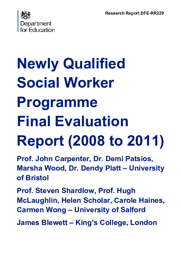 (PDF) Newly Qualified Social Worker programme : Final evaluation report ...