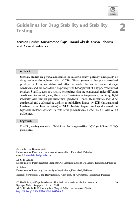 (PDF) Guidelines for Drug Stability and Stability Testing