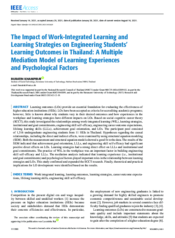 (PDF) The Impact of Work-Integrated Learning and Learning Strategies on ...