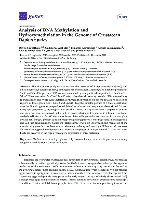 (PDF) Analysis of DNA Methylation and Hydroxymethylation in the Genome ...