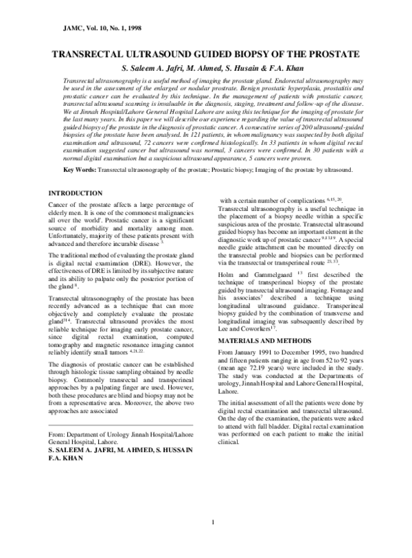 (PDF) Transrectal Ultrasound Guided Biopsy of the Prostate