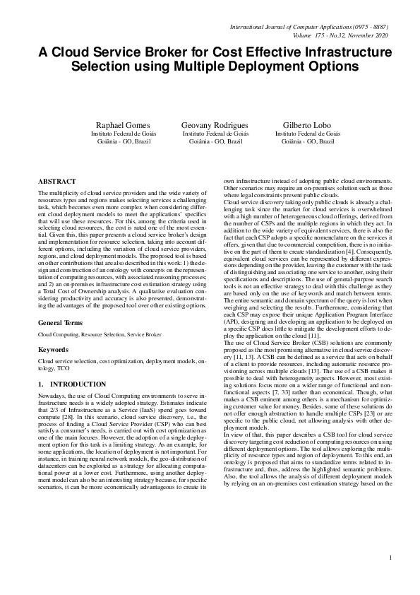 (PDF) A Cloud Service Broker for Cost Effective Infrastructure ...