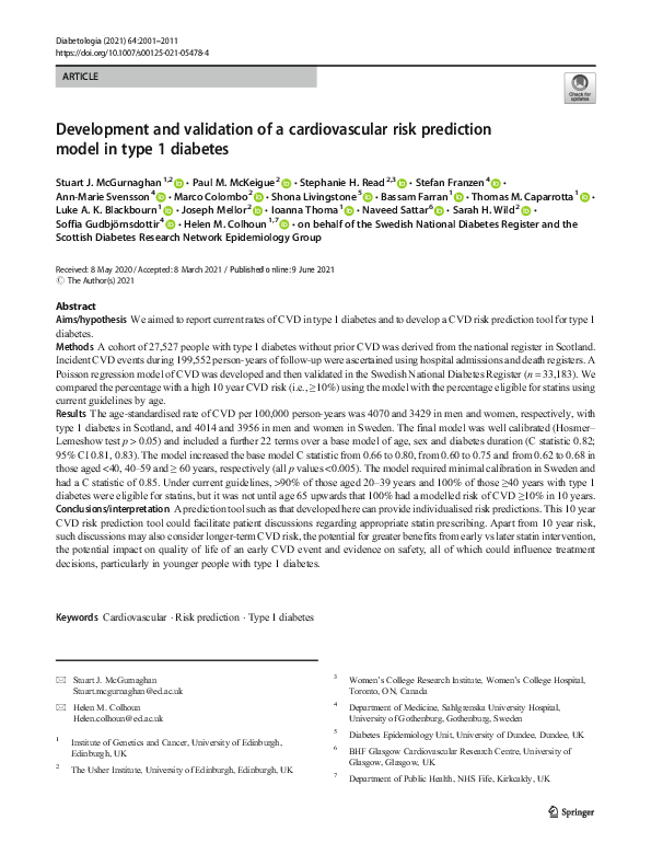 (PDF) Development and validation of a cardiovascular risk prediction ...
