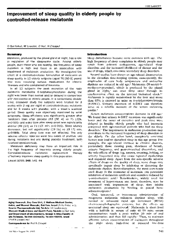(PDF) Improvement of sleep quality in elderly people by controlled ...