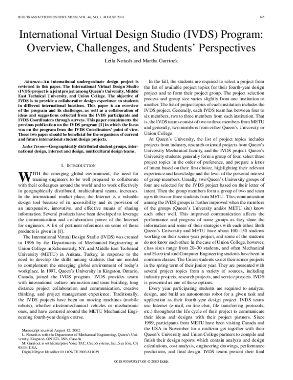(PDF) International virtual design studio (ivds) program: overview ...