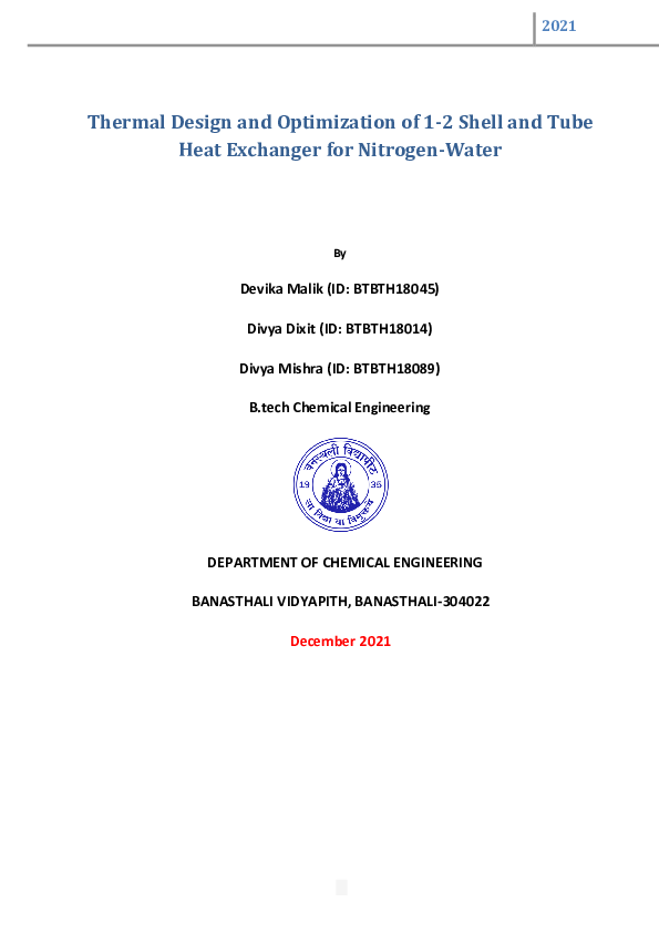 (PDF) Thermal Design and Optimization of 1-2 Shell and Tube Heat ...