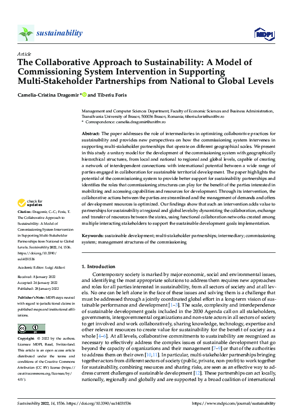 (PDF) The Collaborative Approach to Sustainability: A Model of ...