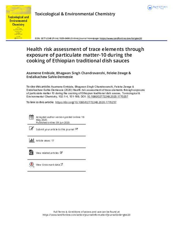 (PDF) Health risk assessment of trace elements through exposure of ...