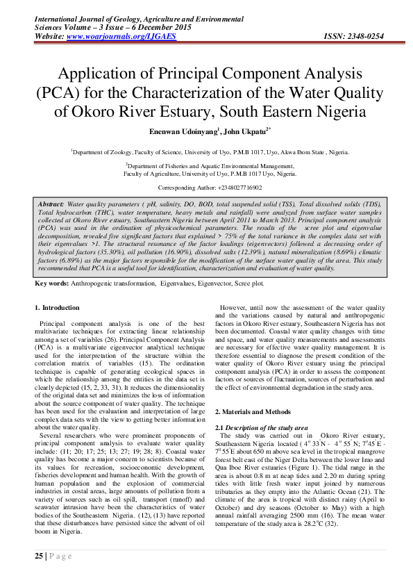 (PDF) Application of Principal Component Analysis (PCA) for the ...