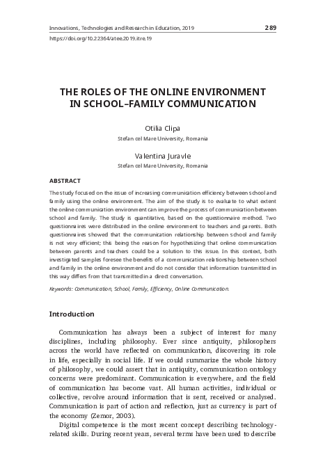 (PDF) The Roles of the Online Environment in School–Family Communication