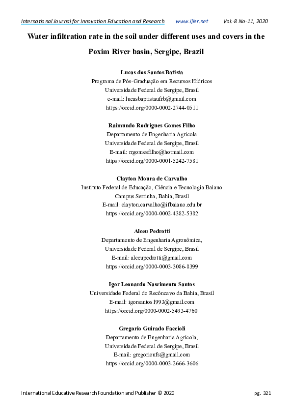(PDF) Water infiltration rate in the soil under different uses and ...