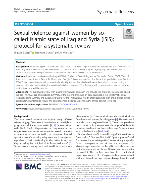 (PDF) Sexual violence against women by so-called Islamic state of Iraq ...