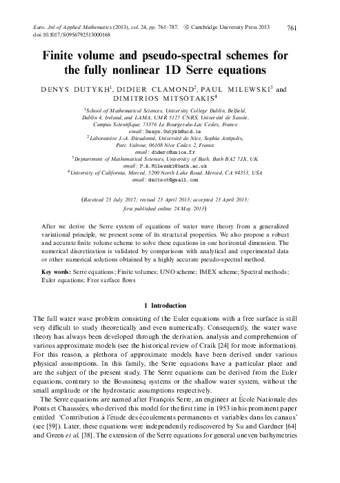 (PDF) Finite volume and pseudo-spectral schemes for the fully nonlinear ...