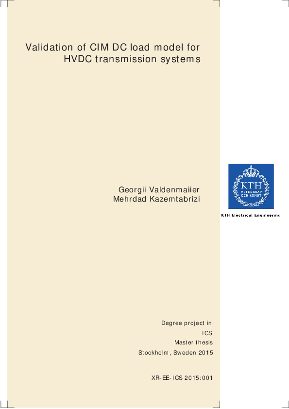 (PDF) Validation of CIM DC load model for HVDC transmission systems