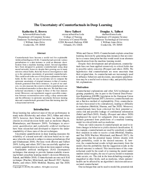 (PDF) The Uncertainty of Counterfactuals in Deep Learning
