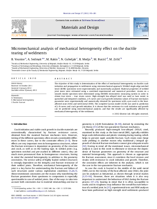 (PDF) Micromechanical analysis of mechanical heterogeneity