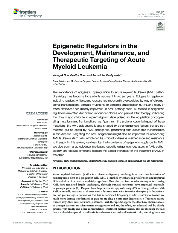 (PDF) Epigenetic Regulators in the Development, Maintenance, and ...
