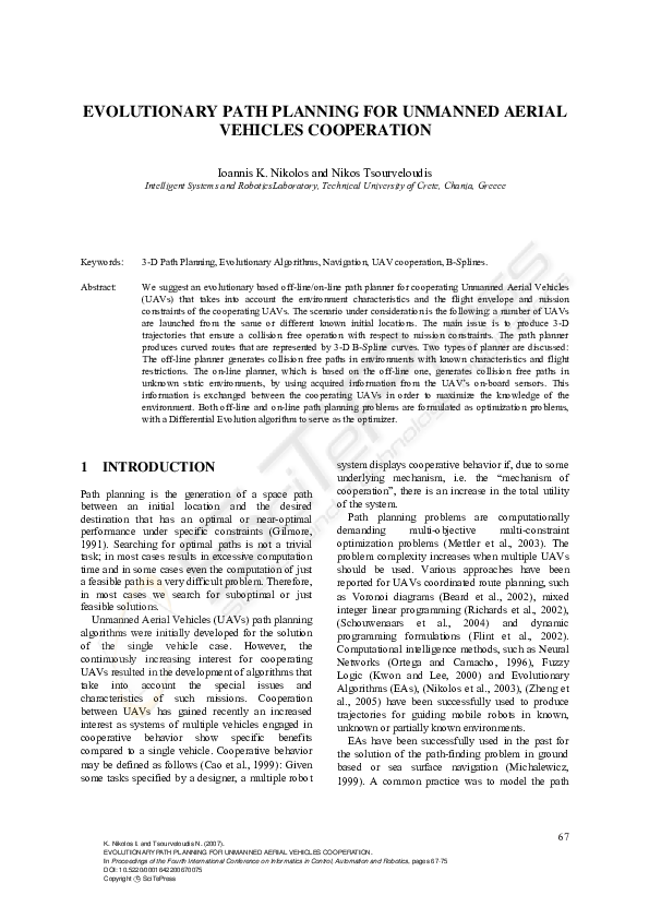(PDF) Evolutionary path planning for unmanned aerial vehicles cooperation