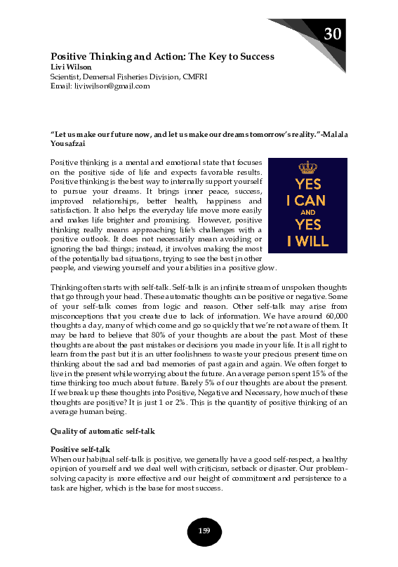 (PDF) Positive Thinking and Action: The Key to Success