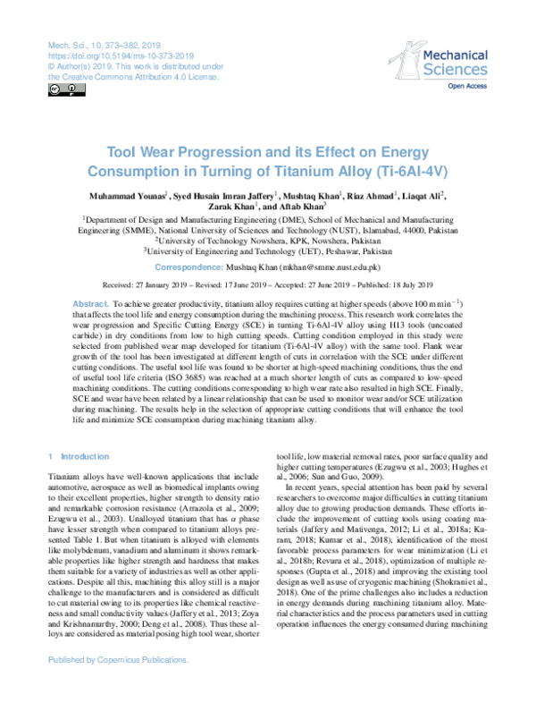 (PDF) Tool Wear Progression and its Effect on Energy Consumption in ...