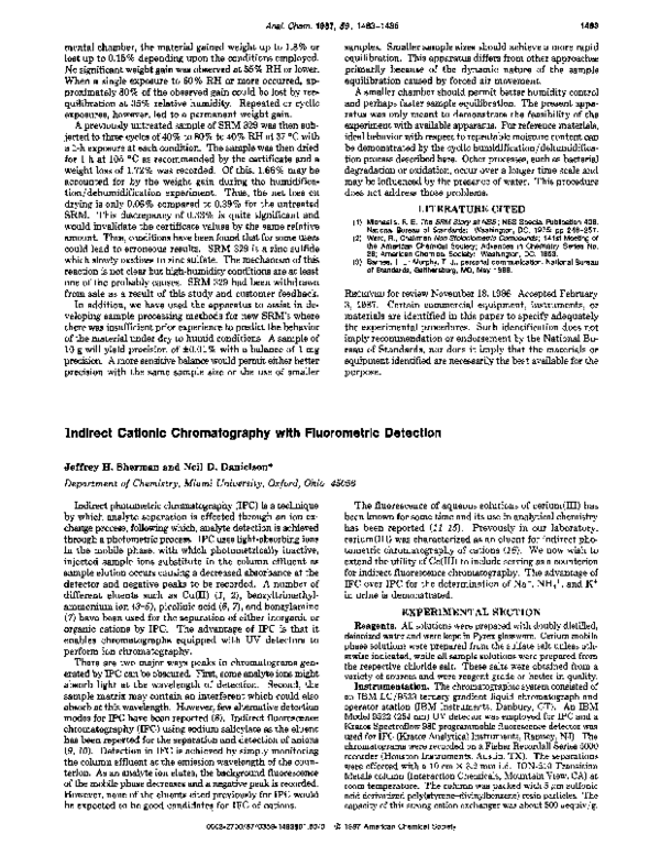 (PDF) Indirect cationic chromatography with fluorometric detection