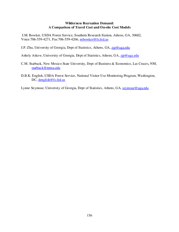 (PDF) Wilderness Recreation Demand: A Comparison of Travel Cost and On ...