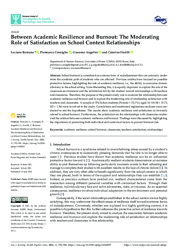 (PDF) Between Academic Resilience and Burnout: The Moderating Role of ...