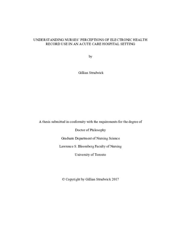 (PDF) Understanding Nurses' Perceptions of Electronic Health Record Use ...