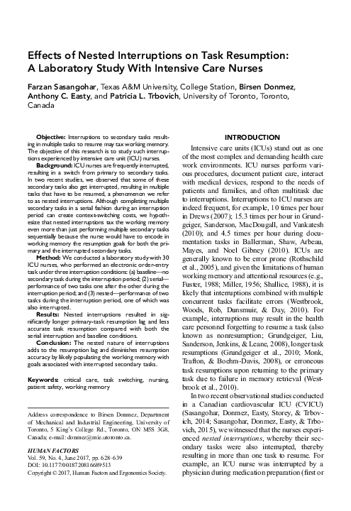 (PDF) Effects of Nested Interruptions on Task Resumption