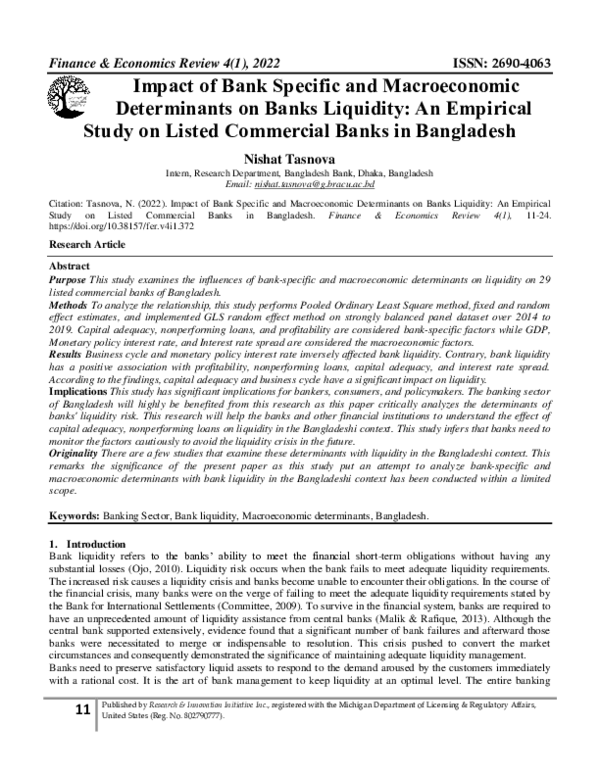 (PDF) Impact of Bank Specific and Macroeconomic Determinants on Banks ...