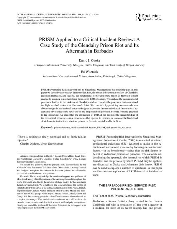 (PDF) PRISM Applied to a Critical Incident Review: A Case Study of the ...
