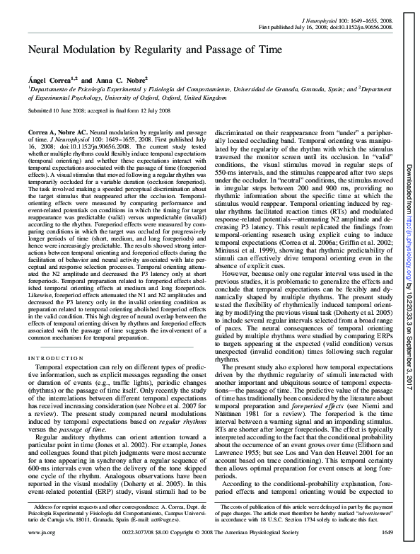 (PDF) Neural Modulation by Regularity and Passage of Time