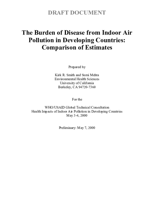(PDF) The burden of disease from indoor air pollution in developing ...