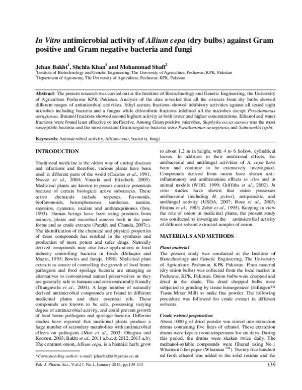 (PDF) In Vitro antimicrobial activity of Allium cepa (dry bulbs ...