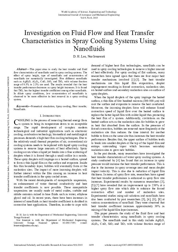 (PDF) Investigation on Fluid Flow and Heat Transfer Characteristics in ...