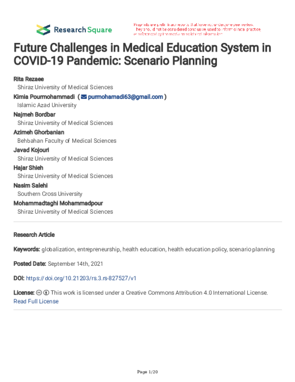 (PDF) Future Challenges in Medical Education System in COVID-19 ...