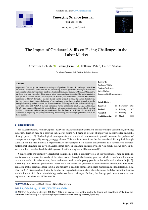 (PDF) The Impact of Graduates' Skills on Facing Challenges in the Labor ...