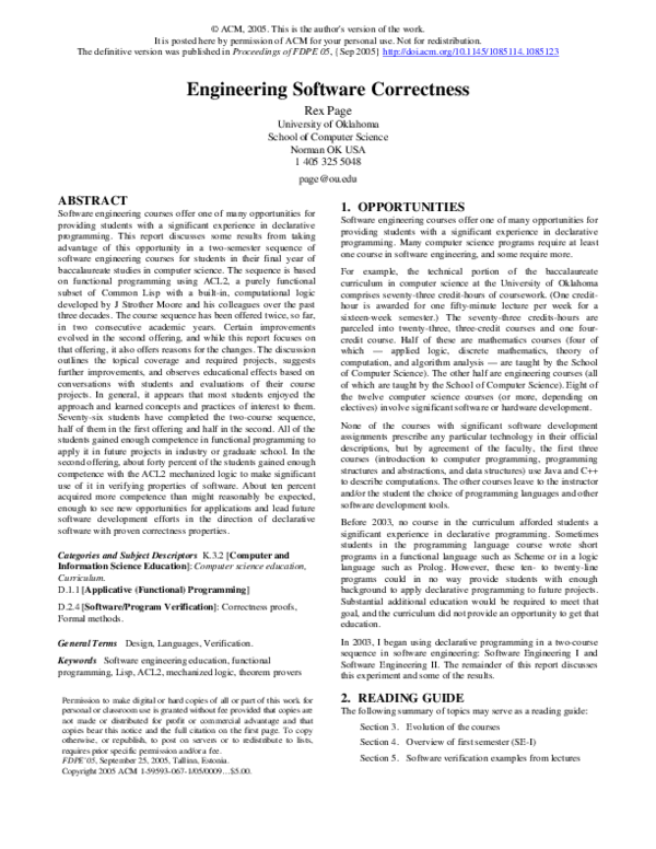 (PDF) Engineering software correctness Rex Page Academia.edu