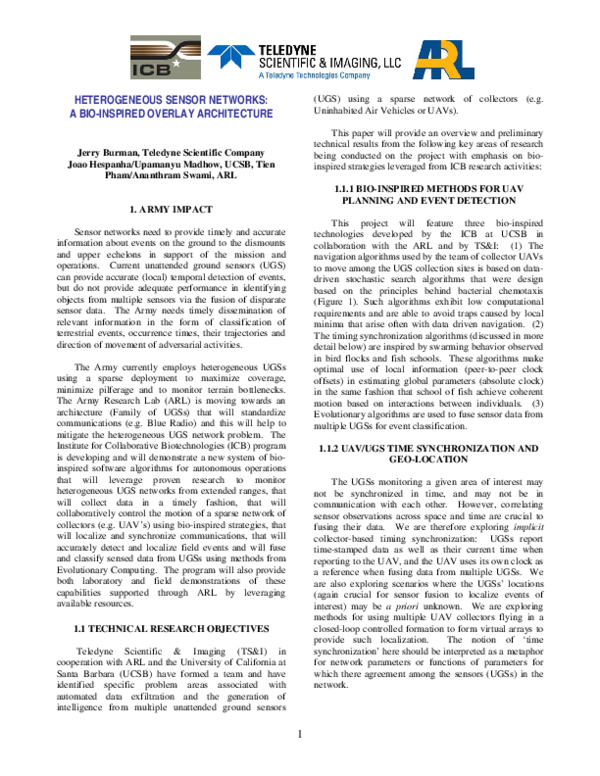 (PDF) Heterogeneous sensor networks: a bio-inspired overlay architecture