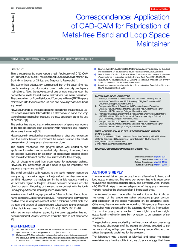 (PDF) Correspondence: Application of CAD-CAM for Fabrication of Metal ...