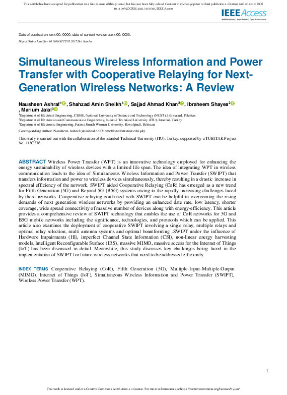 (PDF) Simultaneous Wireless Information and Power Transfer with ...