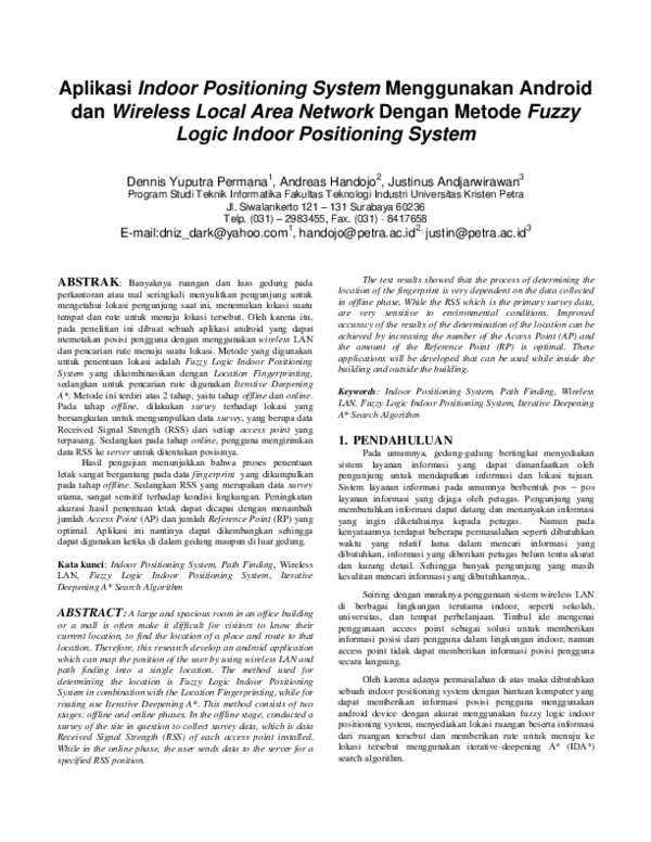 (PDF) Aplikasi Indoor Positioning System Menggunakan Android Dan ...