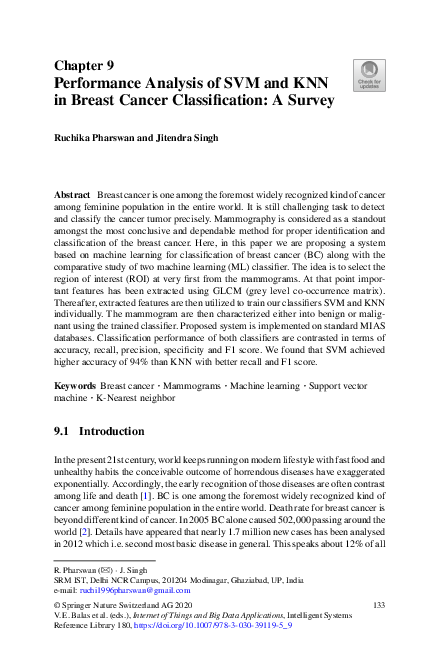 (PDF) Performance Analysis of SVM and KNN in Breast Cancer ...