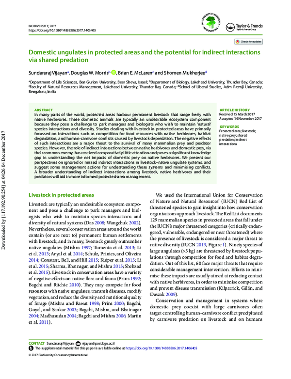 (PDF) Domestic ungulates in protected areas and the potential for ...