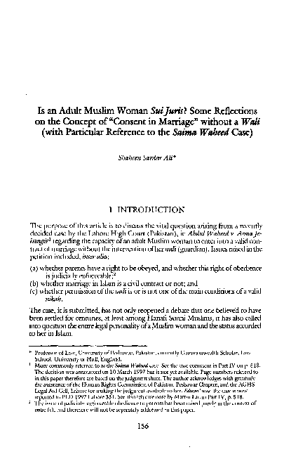 (PDF) Is an Adult Muslim Woman Sui Juris? Some Reflections on the ...