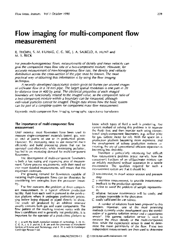 (PDF) Flow imaging for multi-component flow measurement