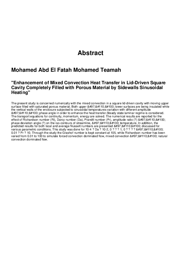 (PDF) Enhancement of Mixed Convection Heat Transfer in a Lid-Driven ...