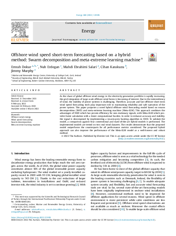 (PDF) Offshore Wind Speed Short-Term Forecasting Based on a Hybrid ...